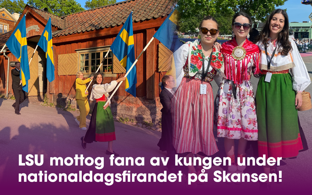 LSU mottog fana av kungen under nationaldagsfirandet på Skansen